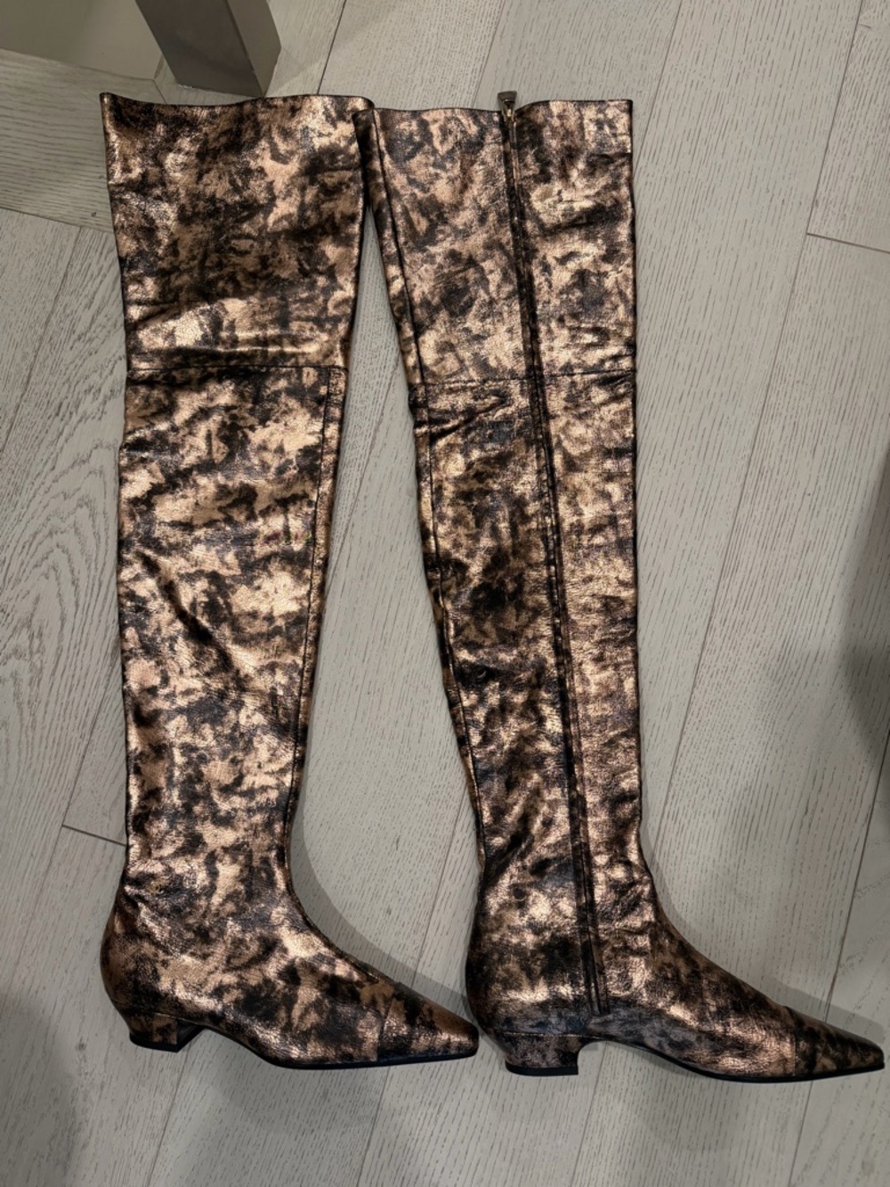 Metallic Bronze Over-the-Knee Boots